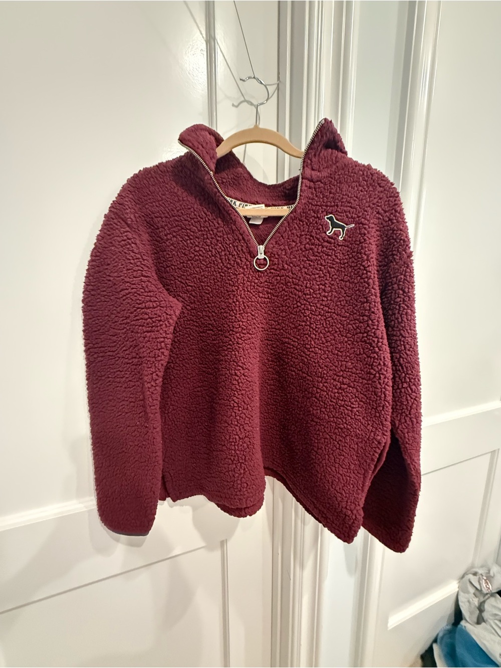 Victoria's Secret PINK Maroon Sherpa Half-Zip